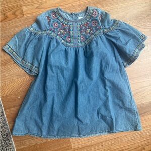 Zara embroidered denim dress